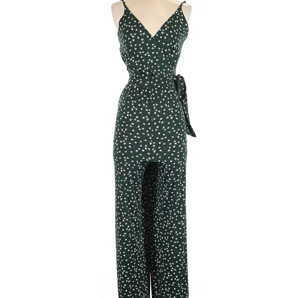 Kaileigh Dark Green Floral Jumpsuit